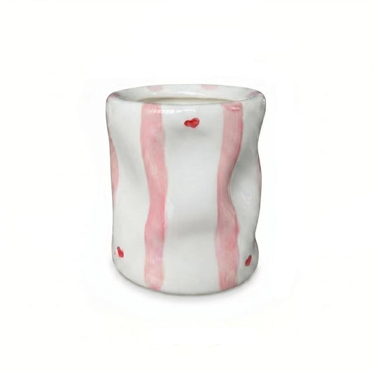 Roze gestreepte beker