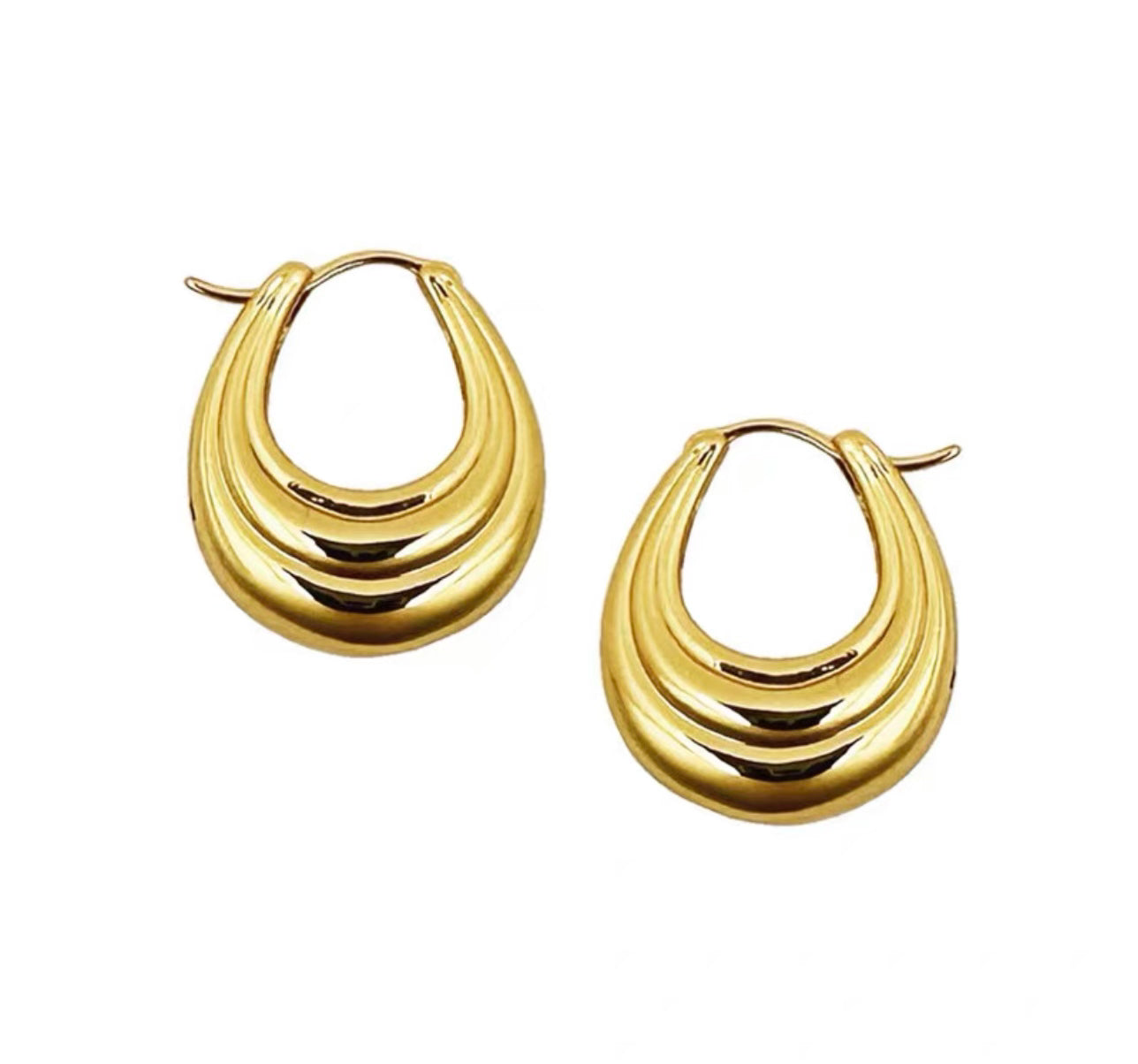 Earrings - Golden Tiered Hoops